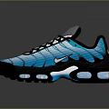 Stylish Blue And Black Sneakers Shoes With White Laces Shiny Upper And Air Cushion Sole